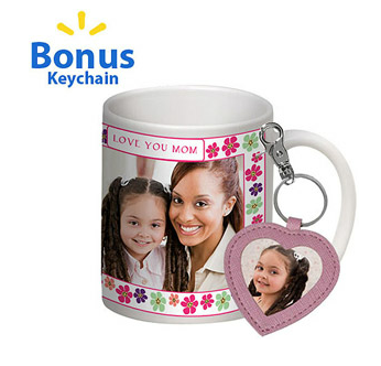Mother's Day Floral Mom Photo Mug with Bonus Keychain
