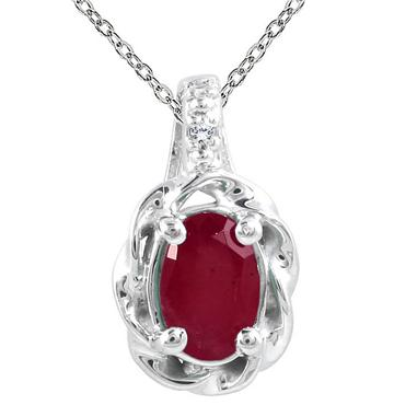 Ruby and Diamond Pendant in 10K White Gold