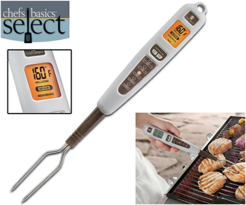 Chefs Basics Select Digital Fork Thermometer with Backlit LCD Display