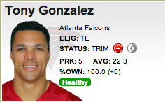 NFL Football Tony Gonzalez Atlanta Falcons 